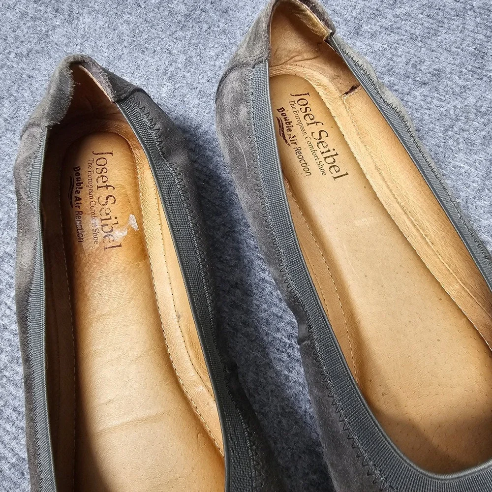 Josef Seibel Ballet Flats Womens 41 Grey Suede Comfort Retro Boho Slip On Shoes